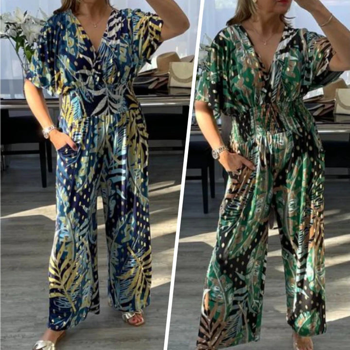 Fashion Women Plus Size Leaf Jumpsuit