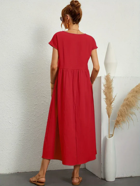 Soft Cotton Lightweight Dress With Pockets