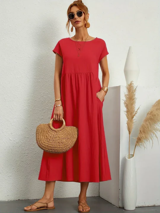 Soft Cotton Lightweight Dress With Pockets