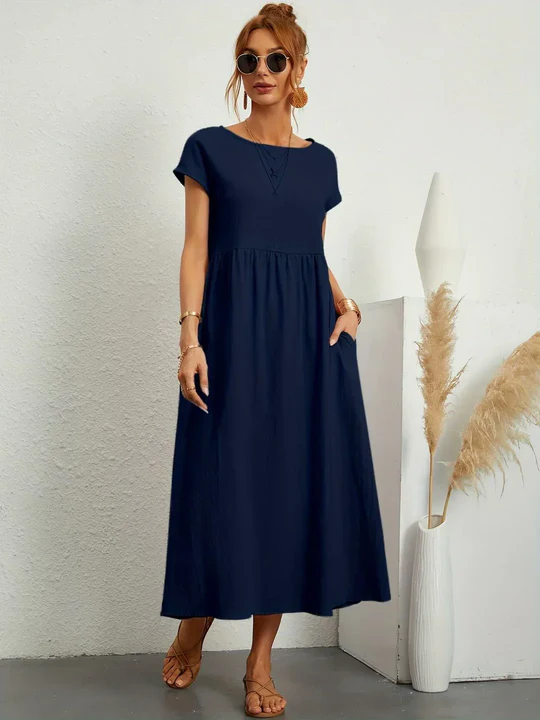 Soft Cotton Lightweight Dress With Pockets