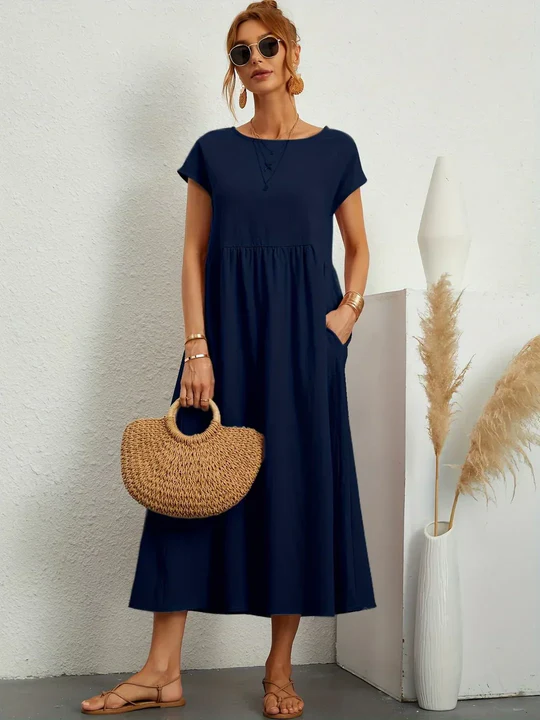 Soft Cotton Lightweight Dress With Pockets