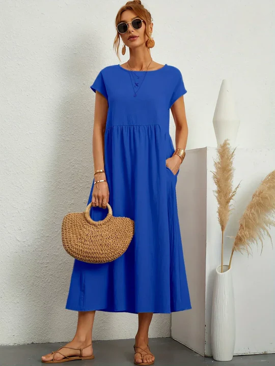 Soft Cotton Lightweight Dress With Pockets