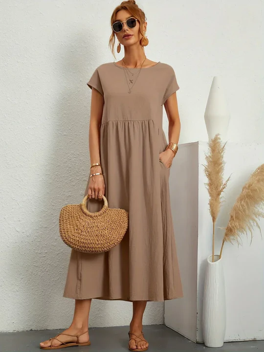 Soft Cotton Lightweight Dress With Pockets