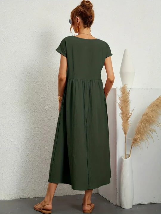 Soft Cotton Lightweight Dress With Pockets