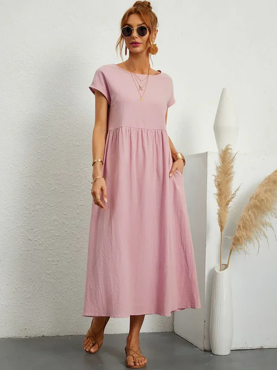 Soft Cotton Lightweight Dress With Pockets