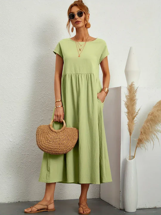 Soft Cotton Lightweight Dress With Pockets