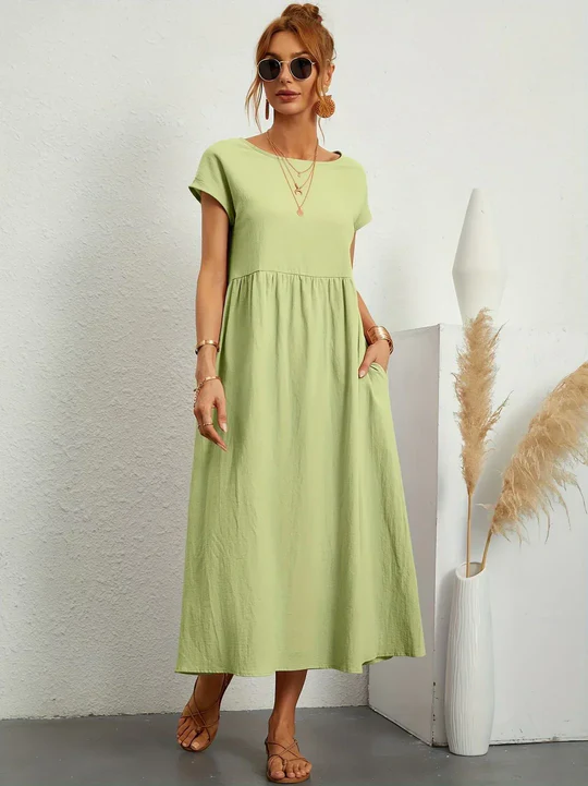 Soft Cotton Lightweight Dress With Pockets