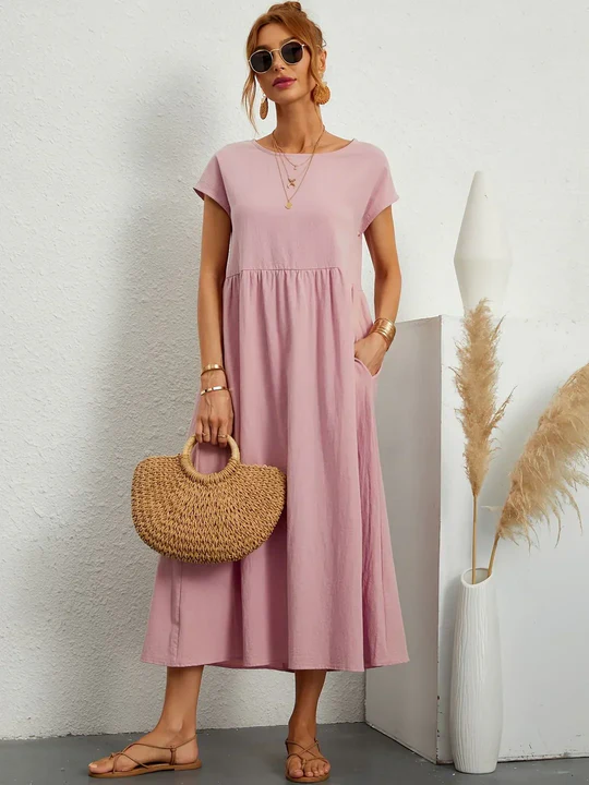 Soft Cotton Lightweight Dress With Pockets