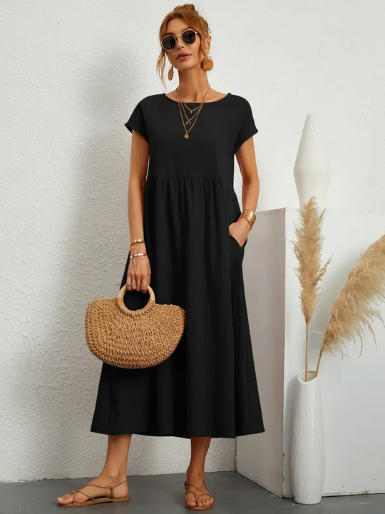 Soft Cotton Lightweight Dress With Pockets