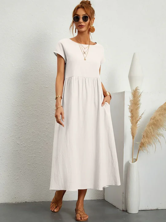 Soft Cotton Lightweight Dress With Pockets