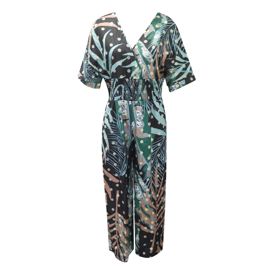 Fashion Women Plus Size Leaf Jumpsuit